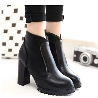 Amy Shoes Chunky Heel Short Boots