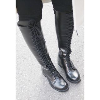BBORAM Zip-Side Lace-Up Long Boots