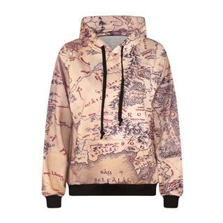 Omifa Map-Print Hooded Pullover Multicolor - One Size