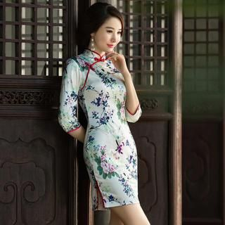 Miss Four Qipao 3/4-Sleeve Floral Cheongsam