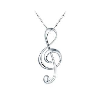 BELEC Romantic 925 Sterling Silver Musical Note Pendant and Necklace