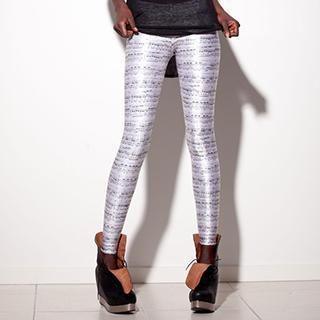Omifa Printed Leggings  White - One Size