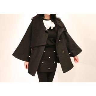 Marlangrouge Wide-Lapel Wool Blend Coat with Sash