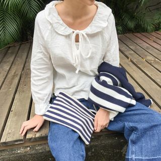 HotBlock Long-Sleeve Tie Neck Blouse