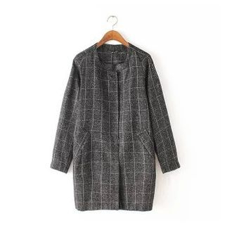 TOJI Single-Breasted Check Coat