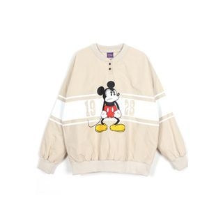 BBORAM Mickey Mouse Print Henley Sweatshirt