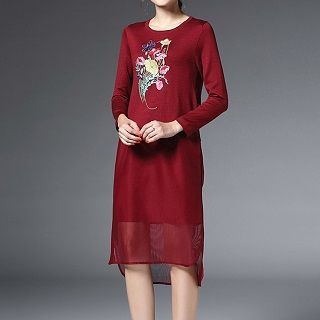 Ozipan Long-Sleeve Embroidered Dress