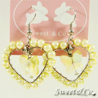 Sweet & Co. Sweet Lover Yellow Heart Butterfly Earrings