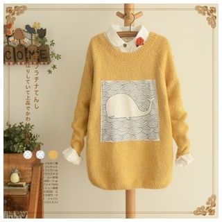 Angel Love Whale Print Sweater