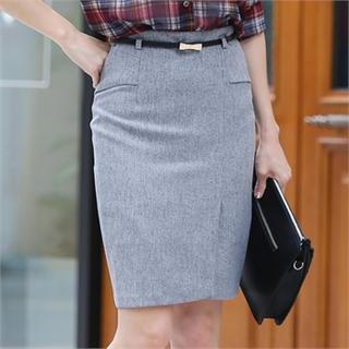 COCOAVENUE H-Line Skirt with Belt