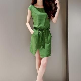 Romantica Short-Sleeve Drawstring-Waist Dress