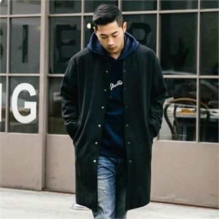 STYLEMAN Single-Breasted Snap-Button Long Coat