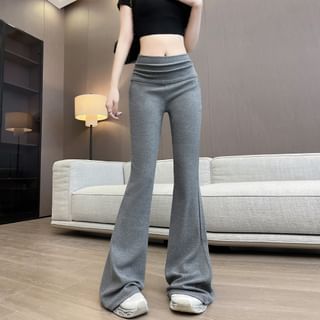 High Rise Plain Flared Pants (Various Designs)