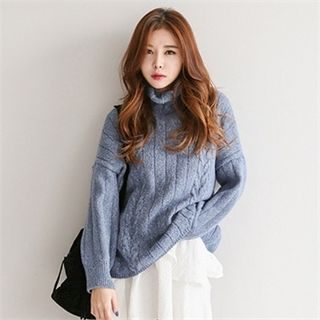Koo Turtle-Neck Cable-Knit Sweater