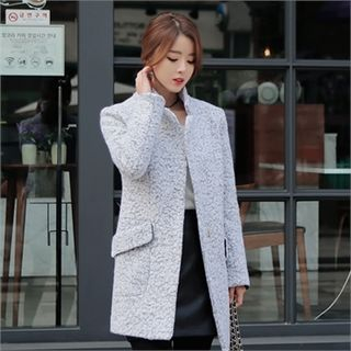 CHICLINE Contrast-Cuff Wool Blend Coat
