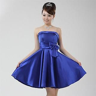 Bridal Workshop Strapless Bow-Accent A-Line Party Dress