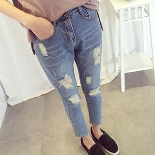 Eva Fashion Distressed Ankle-Length Skinny Jeans