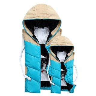 JOYRAY Matching Couple Two-Tone Hood Padded Vest