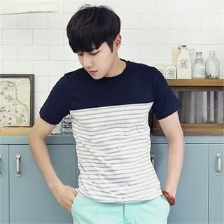MITOSHOP Short-Sleeve Color-Block T-Shirt