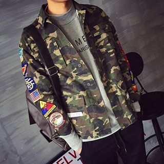 Besto Camouflage Applique Buttoned Jacket