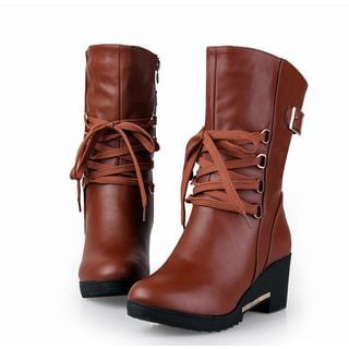Glamkicks Lace-Up Hidden Wedge Boots
