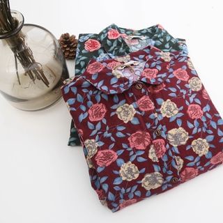 Mellow Fellow Floral Printed Long-Sleeve Shirtdress