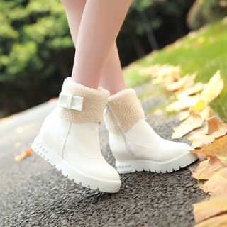 Pastel Pairs Bow Hidden Wedge Short Boots