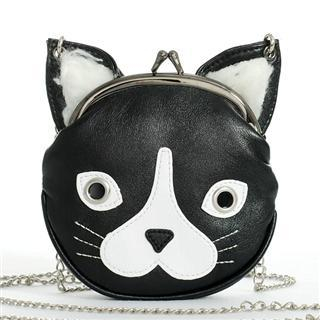 Cat Purse with Chain Black - One Size
