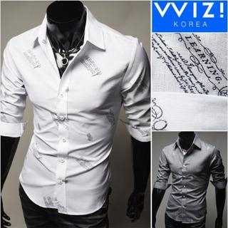 WIZIKOREA 3/4-Sleeve Pattern Shirt