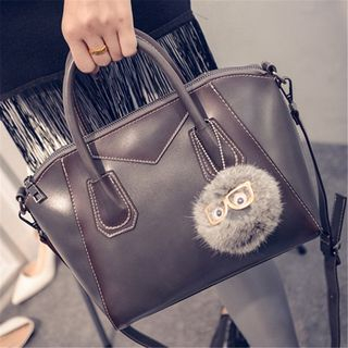 Nautilus Bags Faux Leather Tote with Shoulder Strap and Bear Charm