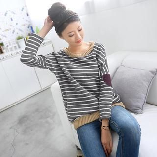 59 Seconds Knit Trim Striped Pullover