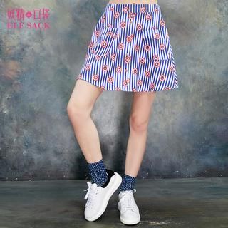 ELF SACK Printed Striped A-Line Skirt