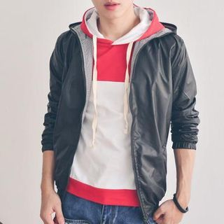 SeventyAge Contrast Color Hooded Jacket