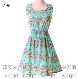 LIVA GIRL Sleeveless Floral Print Chiffon A-Line Dress