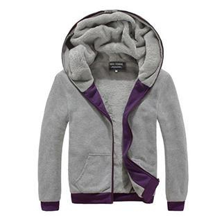 maxhomme Contrast Trim Fleece-Lined Hood Jacket