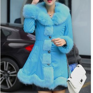 Camellia Faux Fur Collar Padded Coat