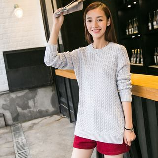 MEFOUND BASIC Ribbed Side-zip Sweater