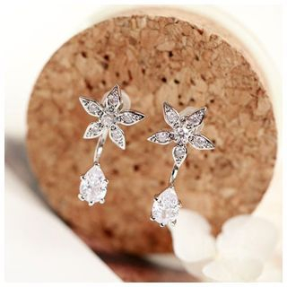 Kulala Rhinestone Flower Drop Earrings
