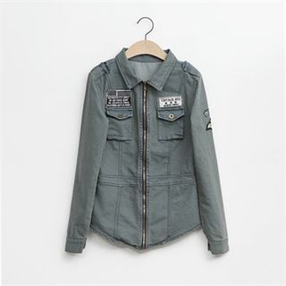PIPPIN Patched Denim Zip-Up Jacket