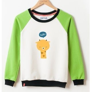 Onoza Long-Sleeve Raglan Giraffe-Print Top