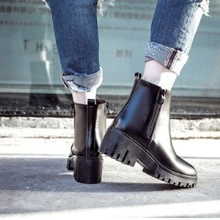Mancienne Chunky-Heel Platform Zip-Side Ankle Boots
