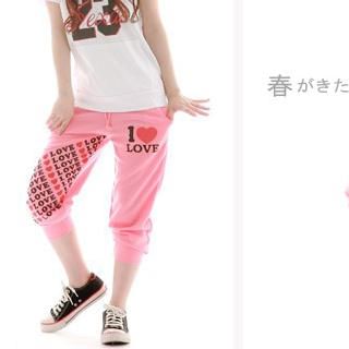 "LOVE" Print Cropped Pants