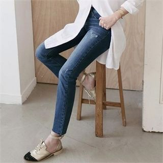 LIPHOP Washed Boot-Cut Jeans