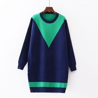 Mamaladies Contrast-Color Maternity Long Sweater