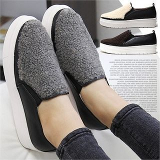 Reneve Fleece-Panel Platform Slip-Ons