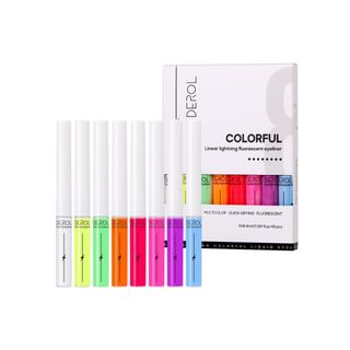 Derol - Linear Lightning Colorful 8-Color Fluorescent Eyeliner #Set - 8Pcs