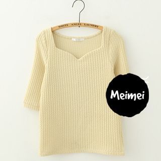 Meimei Elbow-Sleeve Textured Top