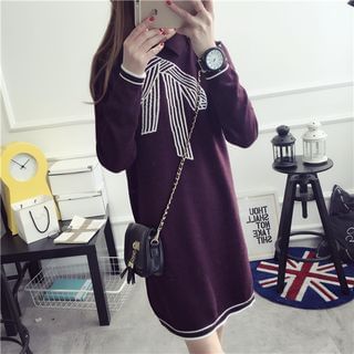 Qimi Long-Sleeve Knit Embroidered Dress