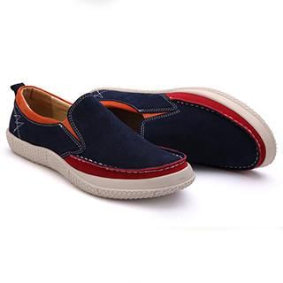 Preppy Boys Genuine-Leather Contrast-Color Loafers