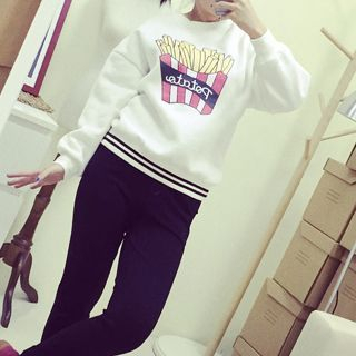 Fashion Street Fried Chips Print Pullover